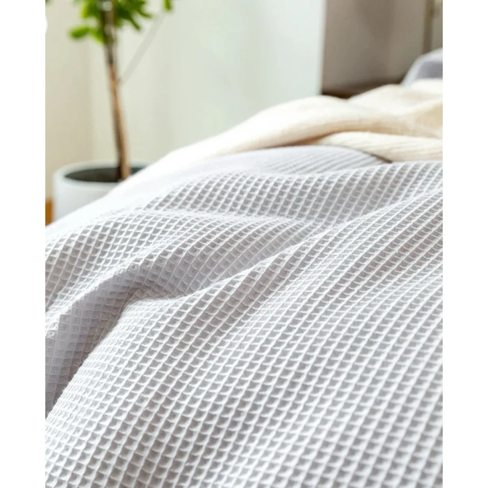 LULLABUY Classic Waffle Lyocell Cotton King Size Bedding Set 100% Cotton
